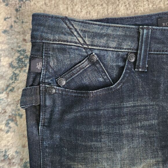 Rock & Republic Womens 8 Jean Mini Skirt Lighting Blue Washed Dark Denim Groupie - Picture 2 of 7